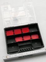 Sortierkasten NOR8 schwarz mit roten Trennern 195x155x35mm